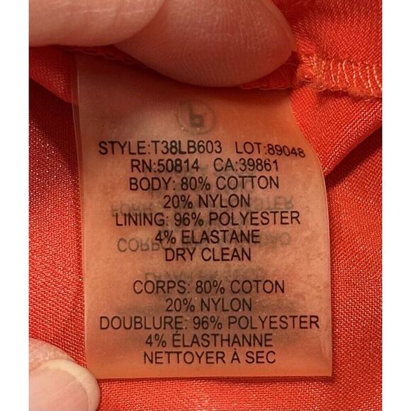 Tahari Petite Navy Overlay Orange Cotton Dress Womens 14P - Picture 6 of 6